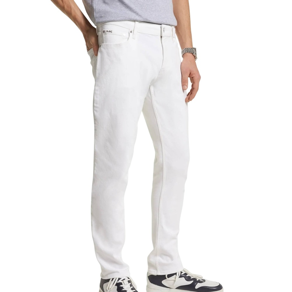 NWT Michael Kors Men's 33x30 White Parker Slim Fit Jeans Cotton Stretch